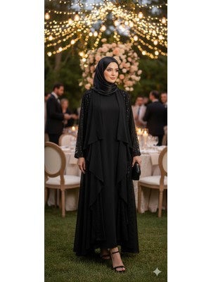 Fatosh Kuto Premium Abiye Büyük Beden Tül Ceketli Ikili Takım