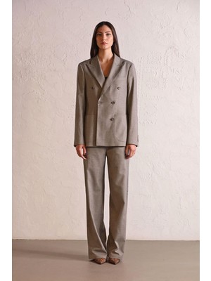 ZERO ZERO THREE NINE Çizgili Düğmeli Kadın Ceket