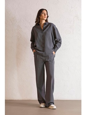 ZERO ZERO THREE NINE Regular Fit Çizgili Kadın Gömlek