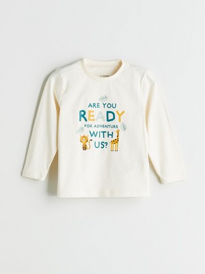 Lc Waikiki Yeni Sezon Bisiklet Yaka Baskılı Uzun Kollu Erkek Bebek Tişört