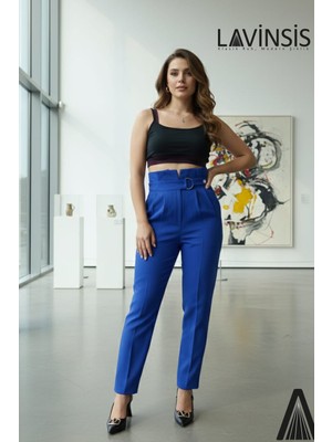 Lavinsis Toka Detaylı Yüksek Bel Dar Paça Pile Detaylı Şık Pantolon