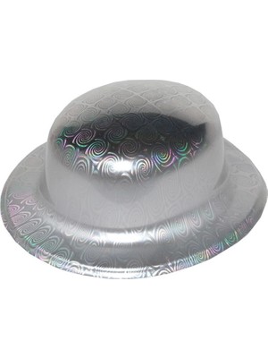 Hopinip Gümüş Renk Hologramlı Plastik Yuvarlak Melon 27X24 cm - Lisinya
