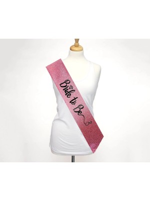 Tp Pembe Üzeri Siyah Italik Alyanslı Bride To Be Yazılı Simli Işıltılı Kuşak Kemer 10 cm Genişlik - Lisinya