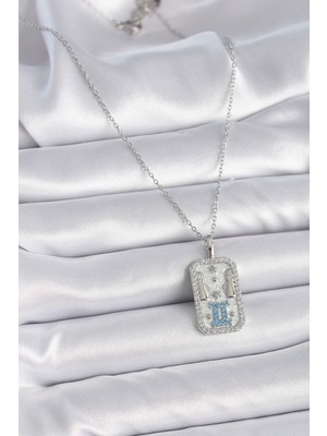 Bsre Gümüş Renk Zincir Ikizler Burcu Kadın Kolye (316L Çelik)