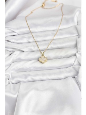 Bsre Gold Renk Yoncalı Kadın Kolye (316L Çelik)