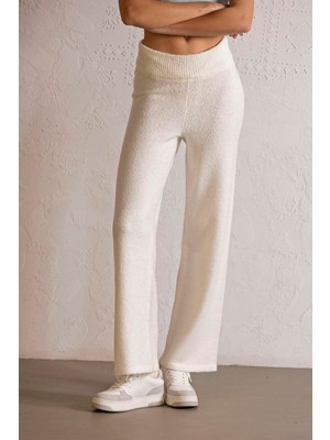 ZERO ZERO THREE NINE Beli Lastikli Triko Kadın Pantolon