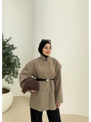 Moda Aksa 7637 Kol Detay Oversize Ceket Haki