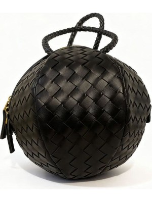 NOÁ Luna Weave Örgü Kadın El ve Omuz Kullanımlı Çanta – Siyah