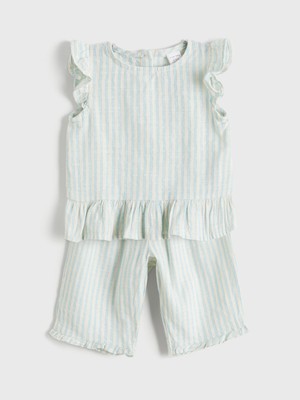 Lc Waikiki Yeni Sezon Fırfırlı Kız Bebek Müslin Bluz ve Pantolon