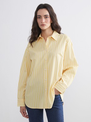 Lc Waikiki Yeni Sezon Çizgili Oversize Kadın Gömlek