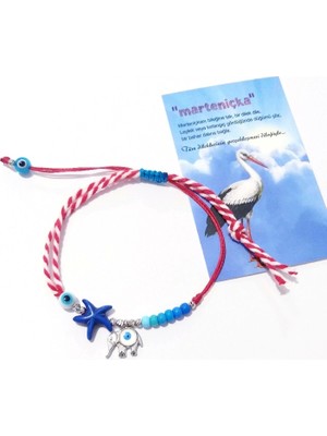 Funny Takı Deniz Yıldızı Fil Nazar Dorika ve Çek Cam Boncuklu Marteniçka Bileklik