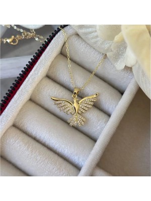 Çelik Gold Renkli Anka Kuşu Kolye
