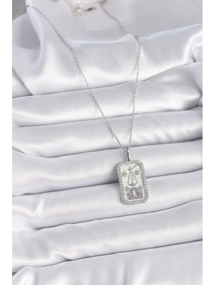 Bsre Gümüş Renk Terazi Burcu Kadın Kolye (316L Çelik)