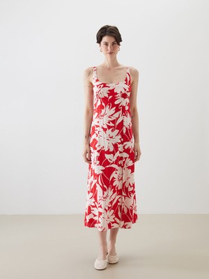 Lc Waikiki Yeni Sezon U Yaka Çiçekli Askılı Elbise