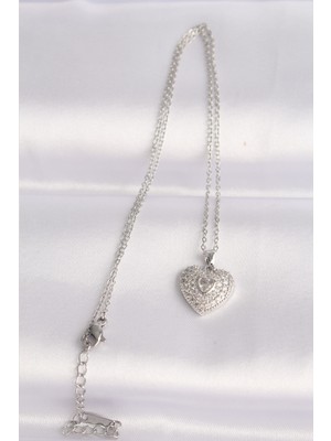 Bsre Gümüş Renk Kalp Kolye (316L Çelik)