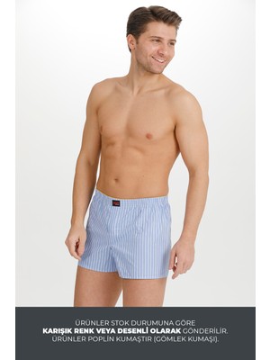 BRR Karışık Renk ve Desenli 9’lu Paket Pamuklu Poplin Boxer Şort