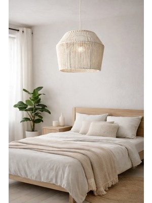 Yutedekor El Yapımı Bohem Makrome Avize –  Ekru | Diamante 30 cm.