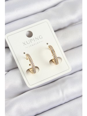Hsc Bilişim Xuping Zirkon Taşlı I Model Gold Renk Kadın Küpe - TJ-BKP10846