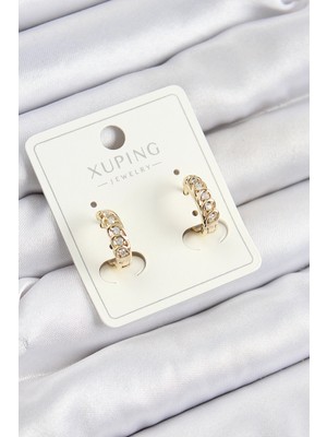Hsc Bilişim Xuping Zirkon Taşlı Ardışık Model Gold Renk Kadın Küpe - TJ-BKP10853