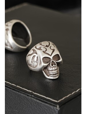 Maral Group Kuru Kafa Tasarımlı Eskitme Gümüş Desenli Ayarlamalı Model Erkek Yüzük