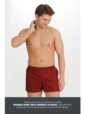 BRR Karışık Renk ve Desenli 6’lı Paket Pamuklu Poplin Boxer Şort