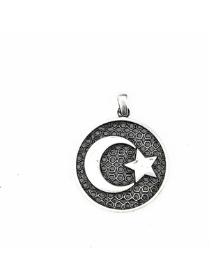 LTG Nova Gümüş Ayyıldız Kabartma Model Erkek Kolye