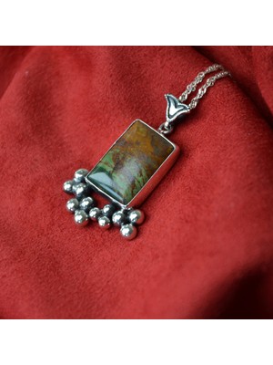 LTG Nova Doğa Gümüş Çerçeve Zümrüt Kadın Kolye