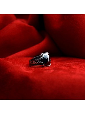 LTG Nova Fasetli Opsidyen Taşlı Gece Sancaktarı Yüzük