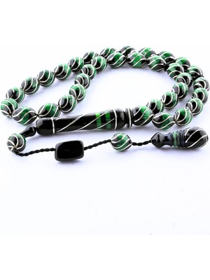 LTG Nova Oltu Taşı ve Yeşil Galalith Çeşmi Bülbül Işlemeli Tespih