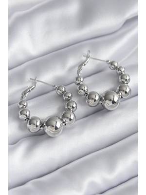 Hsc Bilişim Pirinç Gümüş Renk Halka Model Kadın Küpe - TJ-BKP8264