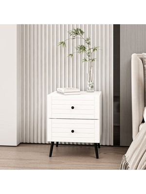 Minar Bona Country 2 Çekmeceli Mebran Komodin - Beyaz