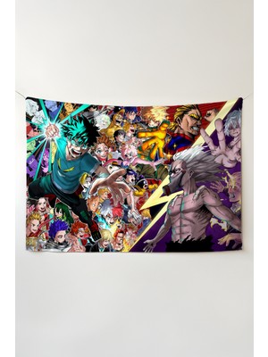 Charmbi My Hero Akademia Duvar Örtüsü – Çok Renkli Anime Temalı Kumaş Oda Dekoru Tapestry