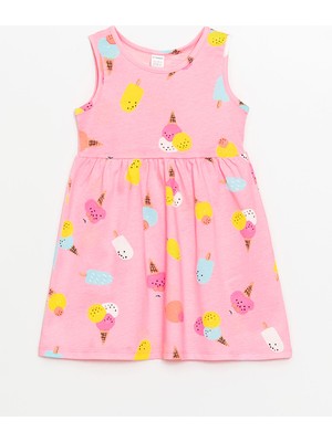 Lc Waikiki Yeni Sezon Bisiklet Yaka Baskılı Kız Bebek Elbise