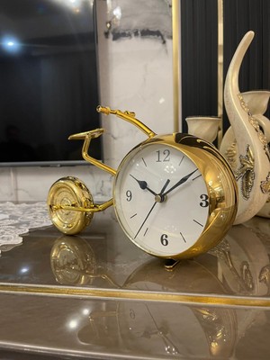 Sleep Nova Altın Detaylı Dekoratif Bisiklet Masa Saati
