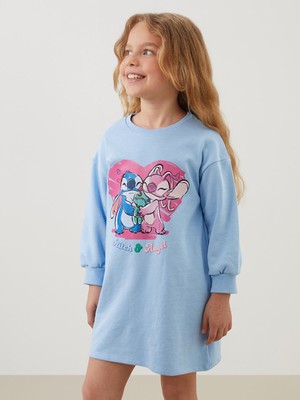 Lc Waikiki Yeni Sezon Angel & Stitch Baskılı Kız Çocuk Elbise