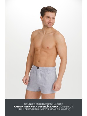 BRR Karışık Renk 6’lu Paket Pamuklu Poplin Boxer Şort