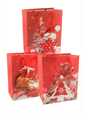 SHC4200 19*23 Yılbaşı Ipli Karton Çanta 1 Adet