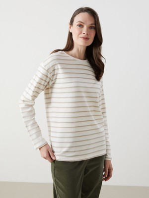 Lc Waikiki Yeni Sezon Bisiklet Yaka Çizgili Kadın Tişört