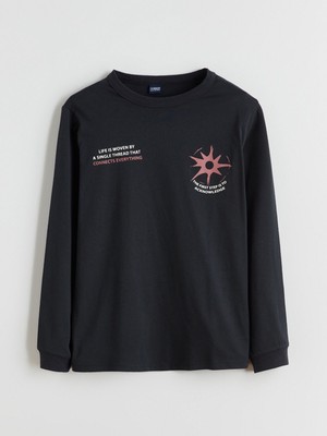 Lc Waikiki Yeni Sezon Bisiklet Yaka Baskılı Erkek Çocuk Tişört