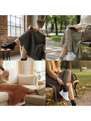 Lascaris 4 Farklı Model Taş Detaylı Leopar Desenli Premium Kadın Çorap Seti (4’lü Paket)