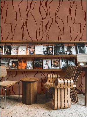 Arkhearts Strata – Terracotta Organik Çizgili Kendinden Yapışkanlı Duvar Kağıdı