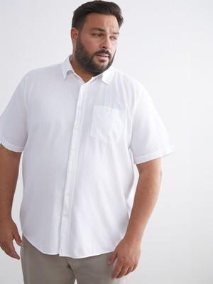 Lc Waikiki Yeni Sezon Büyük Beden Regular Fit Kısa Kollu Keten Karışımlı Erkek Gömlek