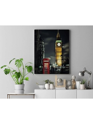 Letbil Reklam Kanvas Tablo – Londra Kırmızı Big Ben 2