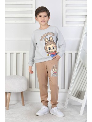 Aden Labubu Baskılı Erkek Çocuk Cepli Alt Üst Takım
