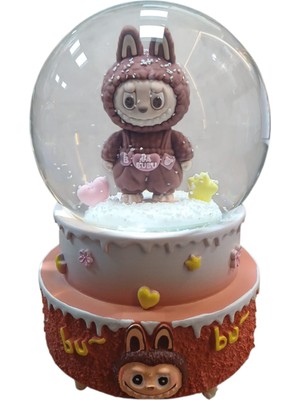 Belkıs Kırtasiye Labubulu Jumbo En Büyük Boy Kar Küresi Püskürtme Motorlu Müzikli Işıklı Yılbaşı Hediyesi