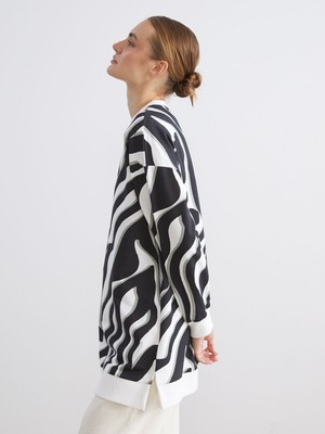 Lc Waikiki Yeni Sezon Büyük Beden Bisiklet Yaka Desenli Kadın Sweatshirt Tunik