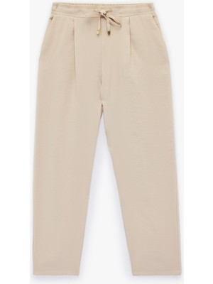 Koton Beli Bağlamalı Cepli Havuç Kesim Gabardin Pantolon