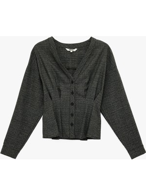 Koton Pens Detaylı Uzun Kollu V Yaka Düğmeli Ekose Gömlek