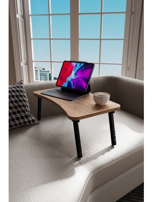 Ed Pet Dizayn Laptop Sehpası Seyyar Kahvaltı Masası Katlanır Çalışma Sehpası Atlantik Çam