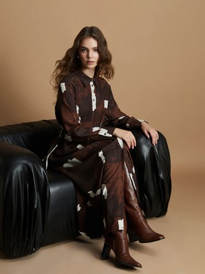 Lc Waikiki Yeni Sezon Batik Desenli Gömlek Elbise